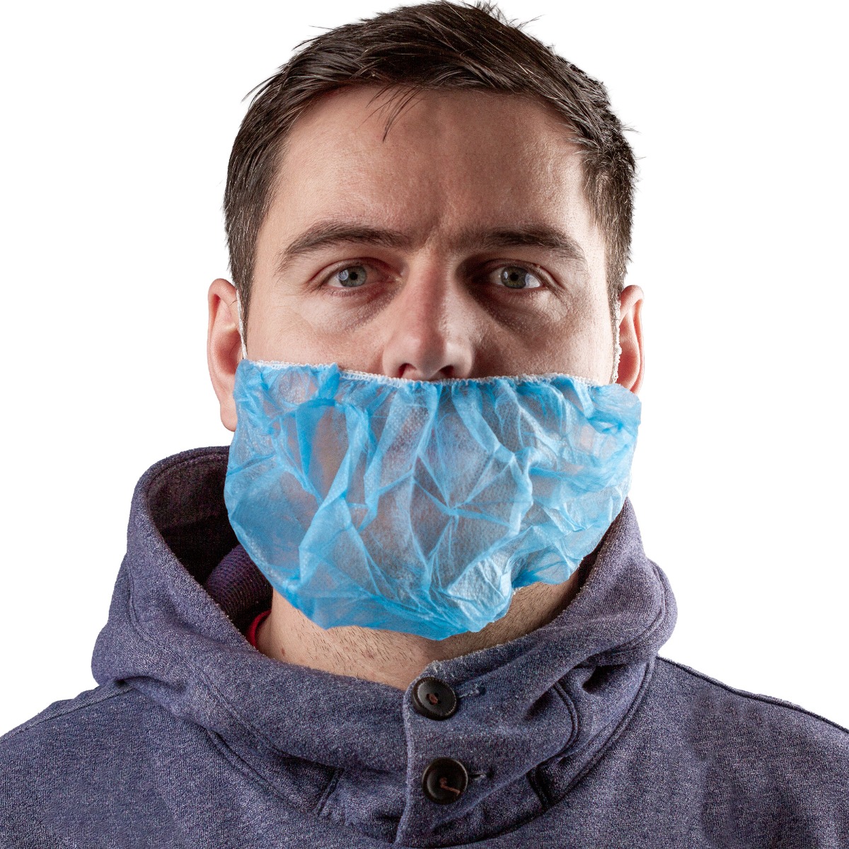Acoperitori albastri pentru barba, PPSB, cu elastic, de unica folosinta, PRIMA, 100buc