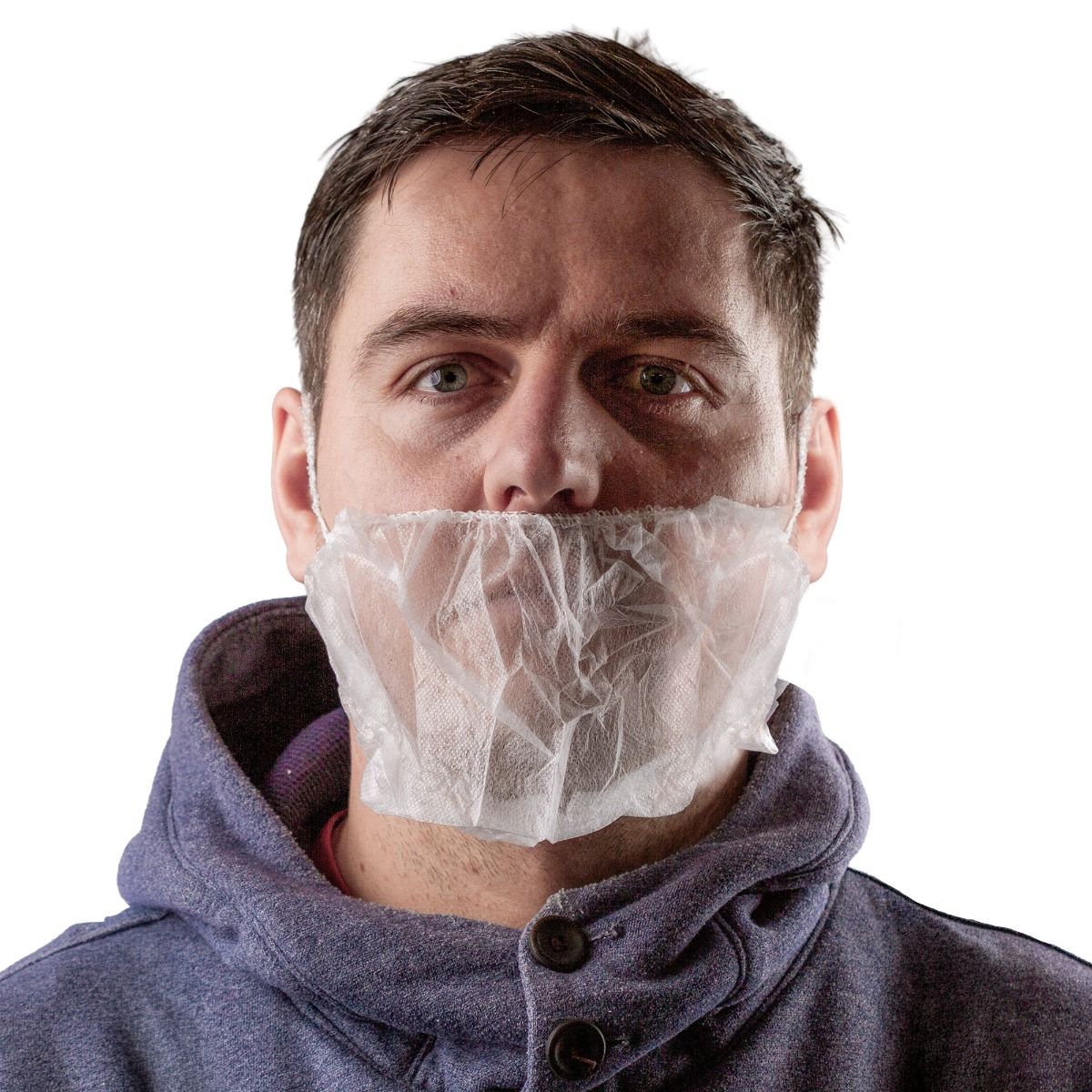 Acoperitori albi pentru barba, PPSB, cu elastic, de unica folosinta, PRIMA, 100buc